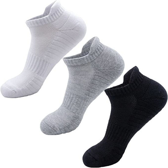 Picture of Mens Socks, 3 Pairs Anti-Blister Cushioned Breathable Running Cotton Socks, Athletic Ankle Sports Socks - copy