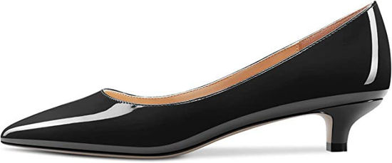 Picture of HEUIVZAR Women Pumps Pointed Toe Low Kitten Heel Slip-on Patent Dress Shoes Classic 1 Inch - copy