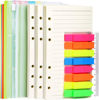 Picture of A6 Refill Paper, 3 Pack 45PCS A6 6 Ring Loose Leaf Paper, 2 Pack 160PCS Neon Page Markers, with Binder Pockets & Binder Dividers, LEOBRO A6 Lined Paper Refills for A6 Binder Planner Notebook - copy