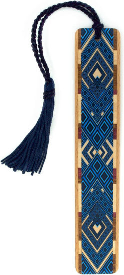 Picture of Argyle (Blue) Wooden Bookmark with Tassel - Also Available Personalized - copy