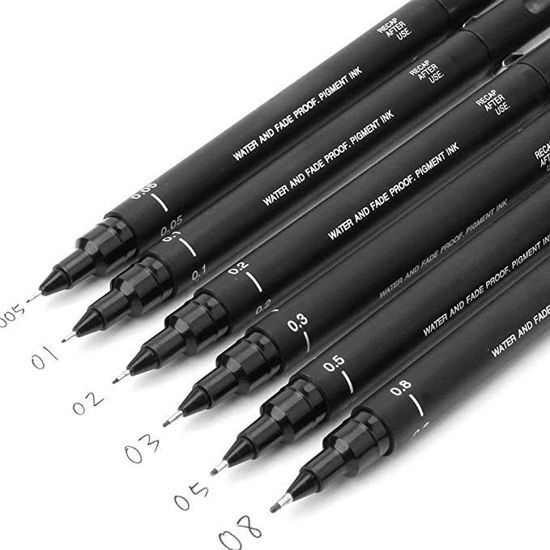 Picture of Uni Pin Drawing Pens/6 Assorted Tip Sizes, Uni Pin Technical Fineliner Pens, Pack Of 6 Assorted Tip Sizes, Black Ink - copy