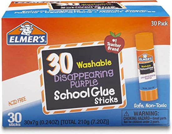Picture of Elmer's Disappearing Purple School Glue Sticks, Washable, 7 Grams, 30 Count - copy