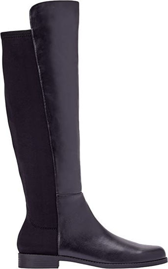 Picture of JustFab Tinsley Flat Boots for Women - Black Over the Knee Boots, Faux Suede and Faux Leather Low Heel Boots, Black Boots for Women, Womens Tall Boots, Black, 6 - copy