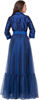 Picture of Blossom Smile Dress for Women's Button Down V Neck Gauze Embroidered 3 4 Sleeve Long Dress Muslim Maxi Dress Jalabiya - copy