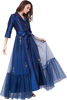 Picture of Blossom Smile Dress for Women's Button Down V Neck Gauze Embroidered 3 4 Sleeve Long Dress Muslim Maxi Dress Jalabiya - copy