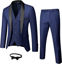 Picture of MY'S Mens 3-Piece Suit Shawl Lapel One Button Tuxedo Slim Fit Premium Dinner Jacket Vest Pants & Tie Set