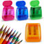 Picture of Sonuimy Pencil Sharpeners, 4 Pcs Pencil Sharpeners Manual ,Dual Holes Compact Colored Handheld Pencil Sharpener for Kids with Lid Adults Students School Class Home Office (Covered)