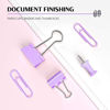 Picture of Occuwzz® 72 Pcs Binder Clips Paper Clips Push Pins Sets with with Acrylic Box for Office School Supplies Folder Set Metal File Paper Clips (Purple) - copy